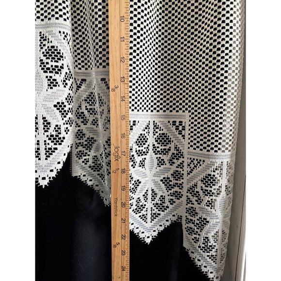 Vintage Cream Lace Swag Curtain Set 56"W x 26"L - Picture 4 of 5